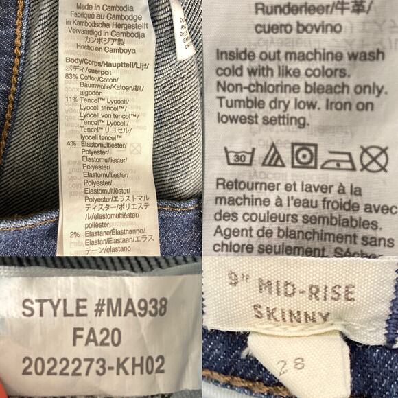 Madewell Mid Rise Lean Skinny Jeans Women's Size 28 Medium Blue Orland Wash - Picture 6 of 16